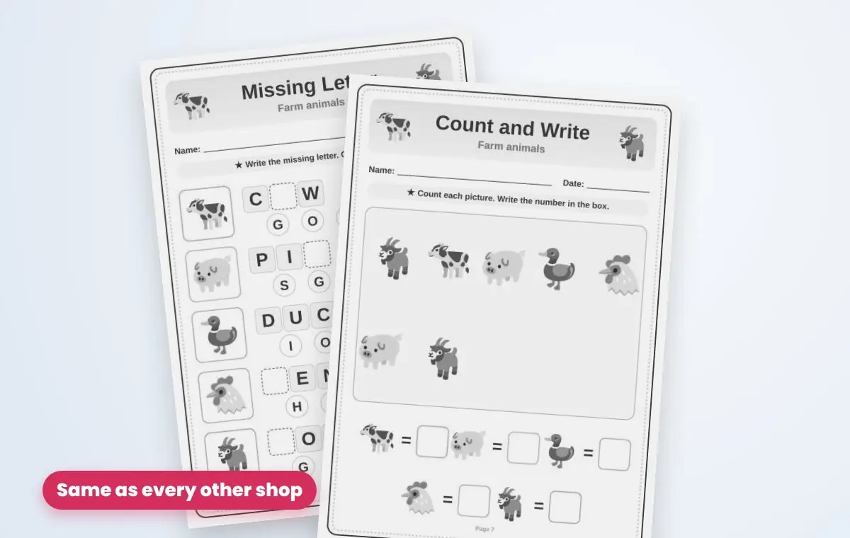 Plain printed worksheets